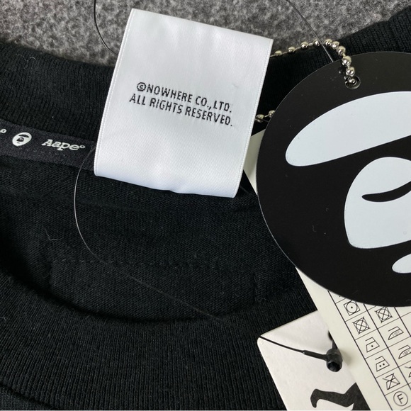 AAPE BY A BATHING APE Black Printed Men’s Long Sleeve T-Shirt Size Small - Picture 4 of 14